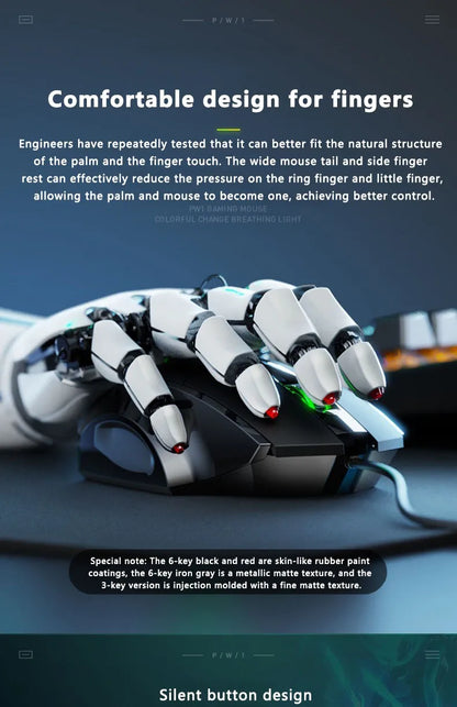 Mouse cablato Inphic W1 Esports Gaming, mouse silenzioso da ufficio, disponibile con tre o sei tasti