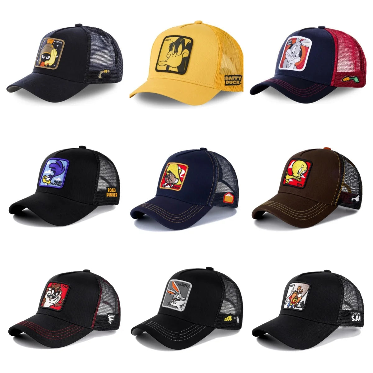 Hot Sale Unisex Anime Cartoon Cap High Quality Embroidered Patch Draw Baseball Cap Male Female Trucker Hat Mesh Hats Sun Hat