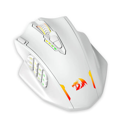 Ratón gaming Redragon M913, 16000 DPI, con cable e inalámbrico 2.4Ghz, óptico RGB, 16 botones programables, negro/blanco