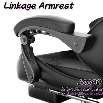 Silla gaming ergonómica, silla de oficina para ordenador con reposapiés y reposacabezas, silla de oficina para adultos con altura y respaldo ajustables
