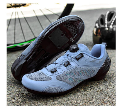 Zapatillas de ciclismo MTB para hombre y mujer T03 moradas, transpirables, de velocidad, con autocierre, para ciclismo de carretera, deporte al aire libre, competición y entrenamiento