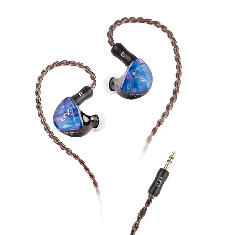 EPZ Q1 Pro Yunshuilan Wired HiFi Bass Earbuds IEM Gaming Earphones with Mic, 10mm Dual Magnetic Driver, Detachable 0.78mm 2-Pin Cable
