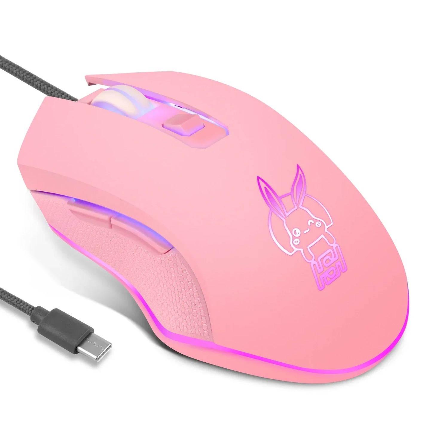 USB-C Wired Gaming Mouse with RGB Backlight, 2400 DPI Silent Computer Mouse for Type-C Laptop, Ergonomic USB-C Gaming Mouse for PC & Notebook