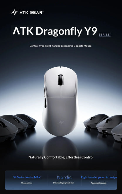 ATK Dragonfly Y9 Wireless Gaming Mouse PAW3950, 8KHz Ultra-Light Gaming Mouse with Nordic 54L15, High-Performance Wireless Mouse for FPS, Office & PC