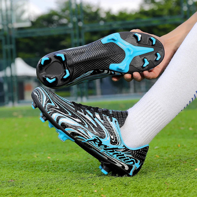 Chaussures de football pour hommes, modèle bas, avec crampons longs FG/TF, chaussures de football pour jeunes, ultra-légères, antidérapantes, pour entraînement sur gazon naturel, chaussures de sport.