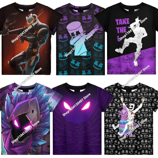 Anime Fortnite T-Shirts Girl Clothing T Shirt Boys White Cartoon Tees Baby Summer Shirts Cute Printed Tops Costume