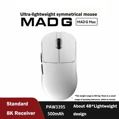 Ratón inalámbrico ultraligero FGG Madlions Mad G Pro Max original 8K HZ de doble modo, baja latencia PAW3395, accesorios gamer y regalos