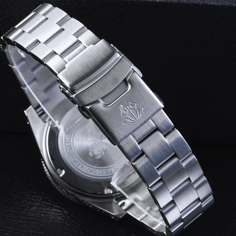 Tactical Frog V2 Solar Chronograph Men's Watch Sapphire Crystal Mirror Ceramic Bezel VS75A Eco-Drive Quartz 20Bar Waterproof Watch