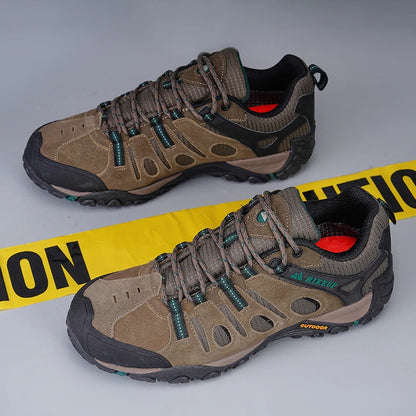 HIKEUP Buty turystyczne męskie Zimowe buty wspinaczkowe i trekkingowe dla mężczyzn Skórzane, oddychające, outdoorowe, antypoślizgowe buty sportowe i robocze dla mężczyzn