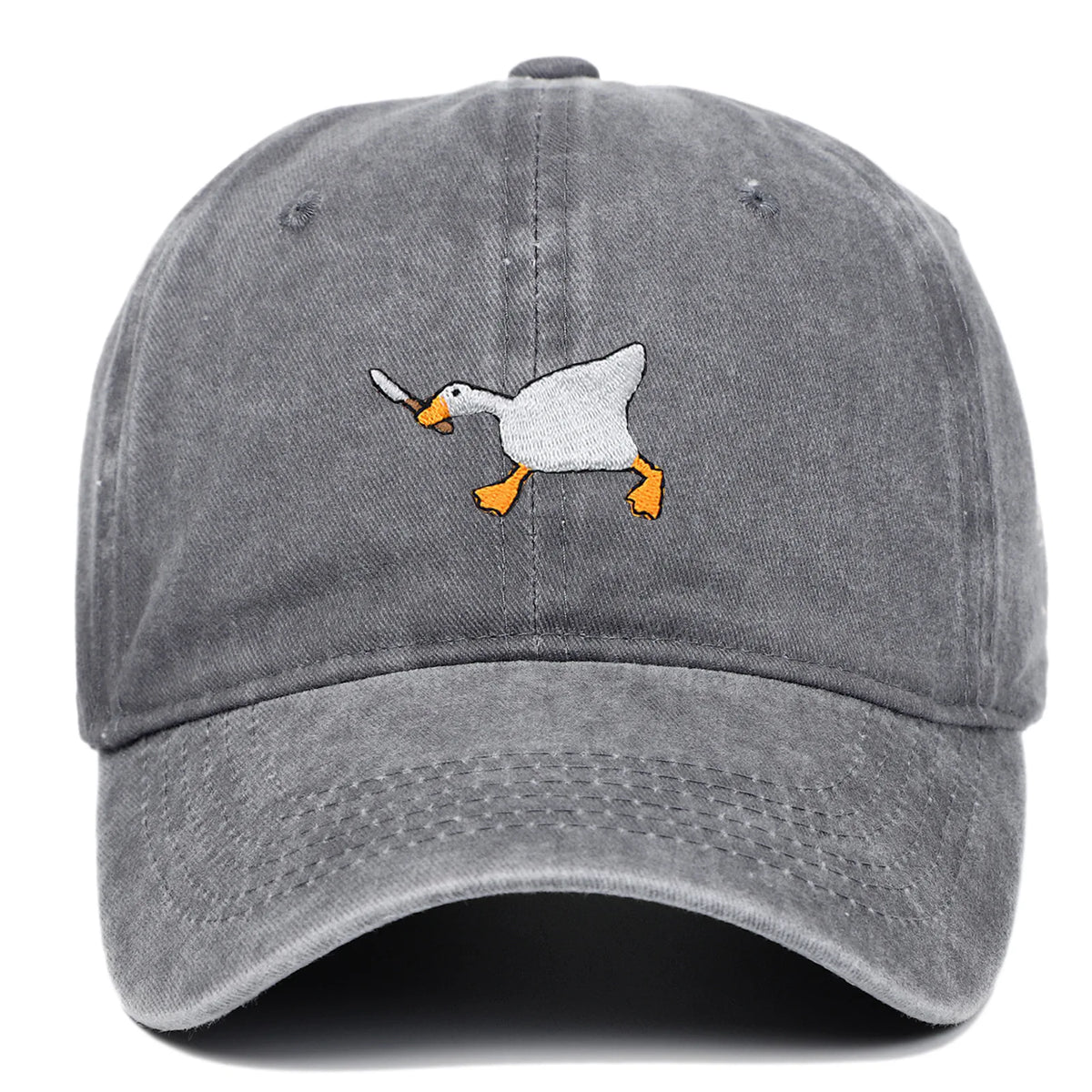 Embroidered baseball cap with goose pattern for men and women, casual and fashionable city style duckbill cap