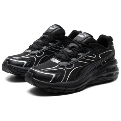 Puma Hypnotic Series LS, chaussures de ville décontractées à la fois élégantes et confortables, modèle bas, noir et argent, 397668-07.