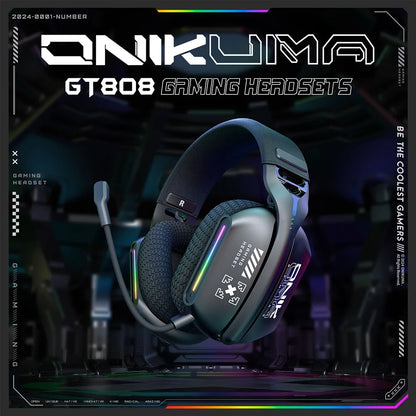 Auriculares gaming inalámbricos ONIKUMA GT808 2.4G/Bluetooth/cableados de 3 modos, circumaurales, con micrófono con cancelación de ruido para PC PS4 PS5