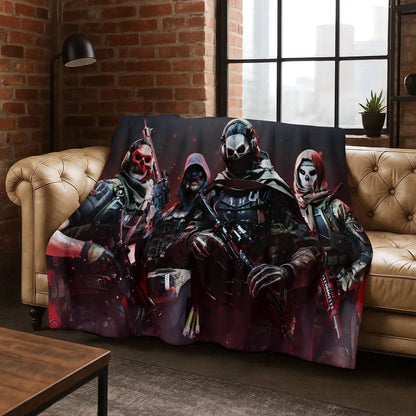 Classic Game Call of Duty Ghost Simon Cartoon Art Flannel Blanket,Cozy Soft Throw Blanket for Home Bedroom Bed Sofa Cover Kid