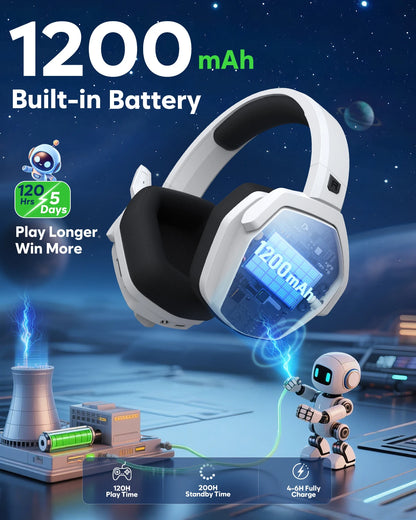 NUBWO G06 Pro Wireless Gaming Headset with Charging Station – Bluetooth 5.3 Gaming Headphones for PS5, PS4 & PC with ENC Microphone and 120-Hour Battery Life
