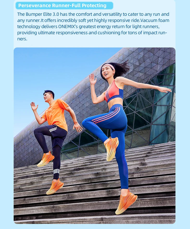 ONEMIX New Cushioning Running Shoes For Men Suitable for Heavy Runners Lace-Up Sports Women Non-slip Outdoor Athletic Male Sneakers