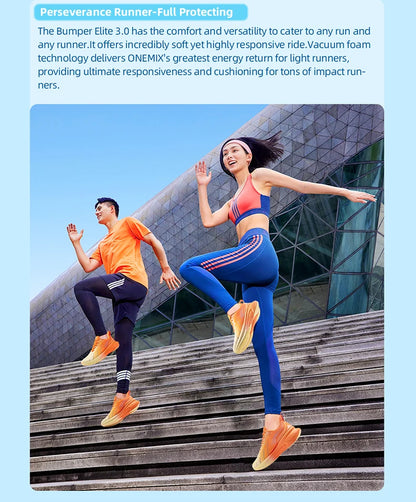 ONEMIX New Cushioning Running Shoes For Men Suitable for Heavy Runners Lace-Up Sports Women Non-slip Outdoor Athletic Male Sneakers