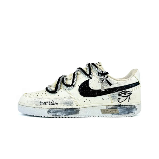 Custom Sneakers Nike Court Vision 1 Low "Eye of God 2.0" Distressed Splatter Men's SkateboardingSneakers
