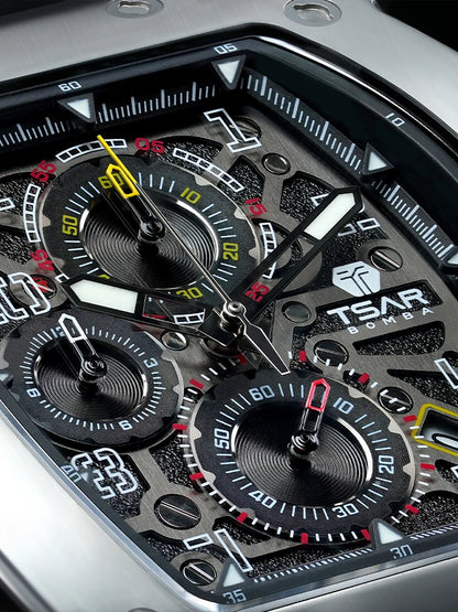 Reloj TSAR BOMBA para hombre, marca de lujo, diseño tonneau, impermeable, de acero inoxidable, reloj de pulsera de moda rectangular para hombre