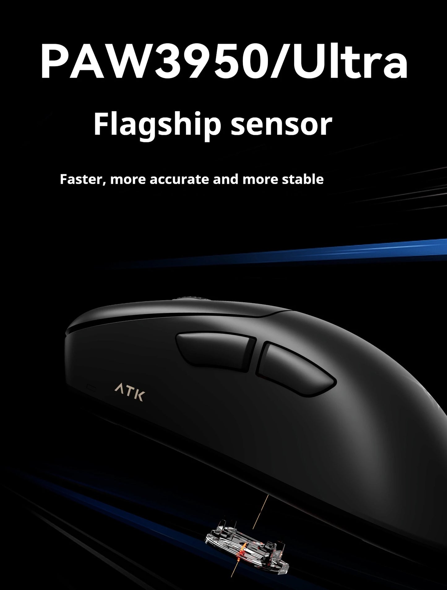 Ratón gaming inalámbrico ATK Z1 Pro Max Ultra con patas personalizadas, PAW3950, velocidad inalámbrica ultrainteligente, tasa de sondeo 8k y baja latencia de 0.39ms