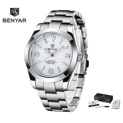 BENYAR 2025 Nuovo orologio meccanico automatico da uomo, stile business e sportivo di lusso, impermeabile 50M, orologio da uomo