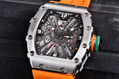 Orologio da uomo PAGANI DESIGN 2026 New al quarzo, movimento VH65, quadrante scheletrato, impermeabile 100M, sportivo rettangolare, vetro zaffiro