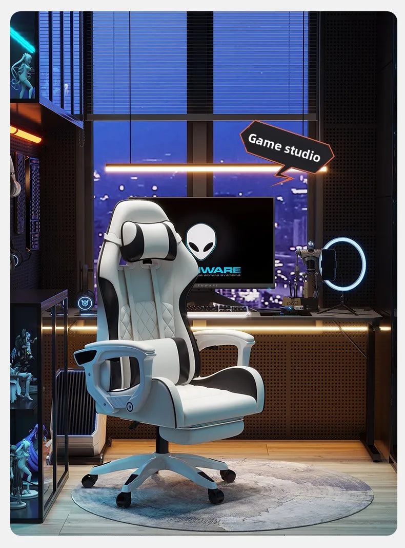 Silla gaming masculina para e-sports, cómoda para estar sentado durante períodos prolongados; silla de ordenador reclinable para momentos de ocio, con respaldo