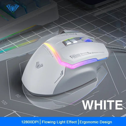 Mouse meccanico cablato AULA S12Pro 1000HZ 12800DPI RGB a bassa latenza con macro personalizzabili, mouse da gaming esports, accessori per PC gamer