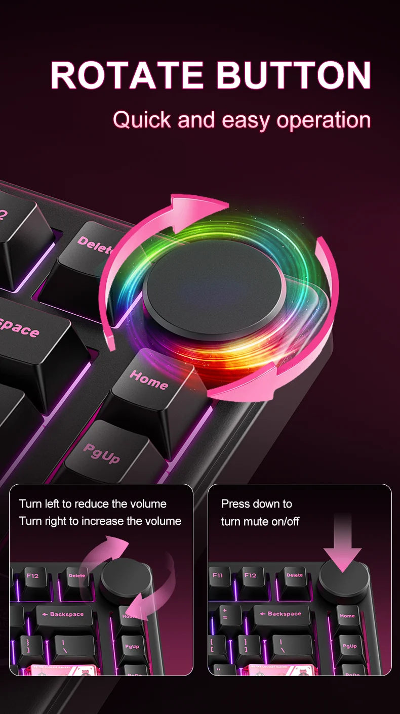 Onikuma 2025 New Mt706 Rgb Gaming Mechanical Keyboard 2.4g/ Wired/Bt, 81-Key Pbt Rgb Gaming Keyboard