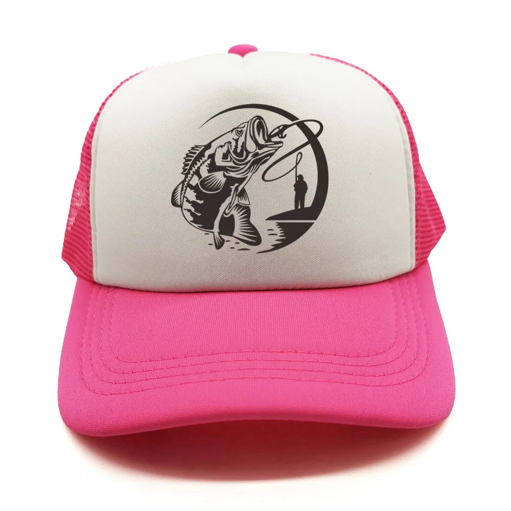 Fishing Skeleton Trucker Cap Summer Men Cool Fisherman Fishing Hat Baseball Cap Unisex Outdoor Mesh Net Caps MZ-238
