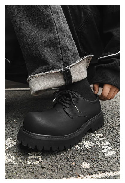 Thick Sole Casual Genuine Leather Dress Shoes Men Platform Height Increase Japan Harajuku Korean Streetwear Fashion Shoes White