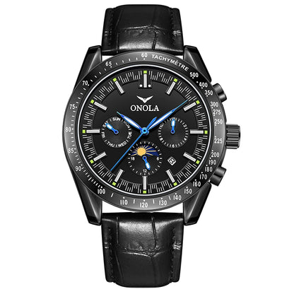 Relógio mecânico para homem ONOLA – Relógio automático de luxo com um estilo descontraído, com bracelete em pele e mostrador perfurado