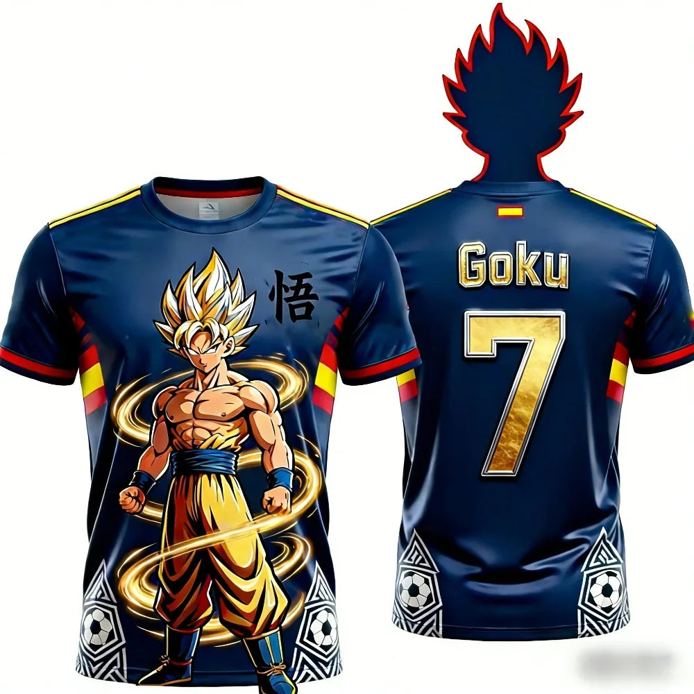 Camiseta casual Dragon Ball de verano 2026 para hombre, estampado 3D, manga corta, moda holgada, camiseta deportiva transpirable para mujer y niños