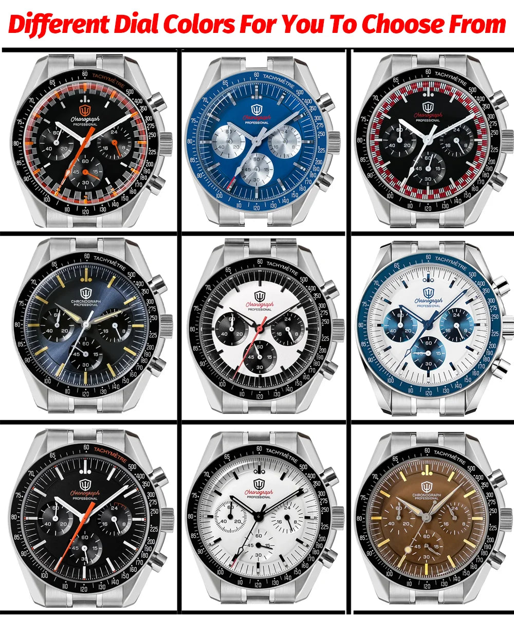 Reloj para hombre Watchdives New Wd1863 de cuarzo VK63, cronógrafo, cristal de zafiro abombado, resistente al agua, 39Mm, acero, marca líder, lujo, negocios