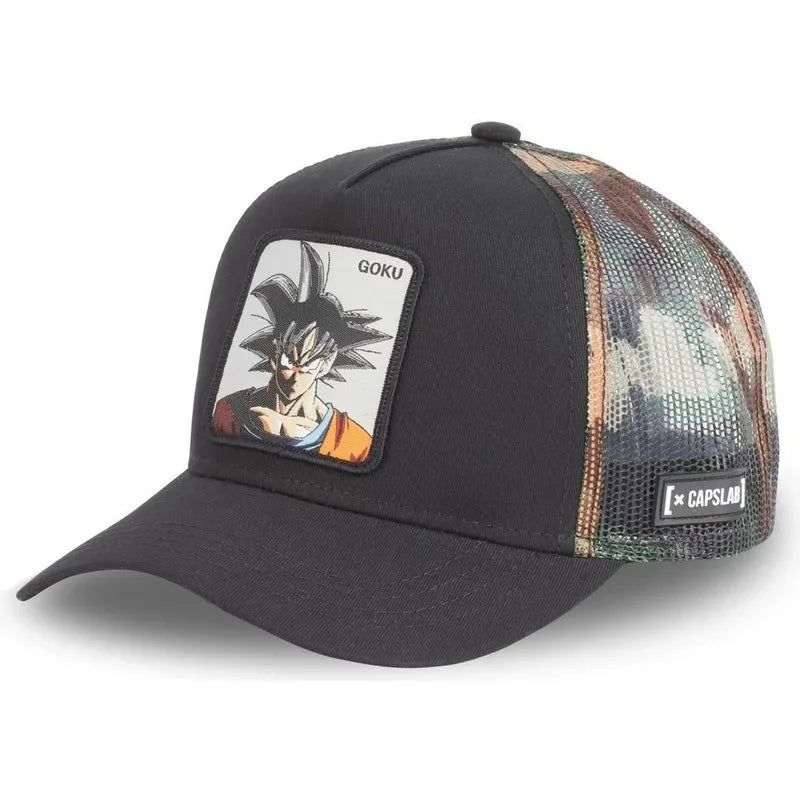 Dragon Ball Buu Goku-kasket – sommerrejse-kasket med skygge til mænd, broderet, hiphop-stil, solskærm, justerbar trucker-meshkasket