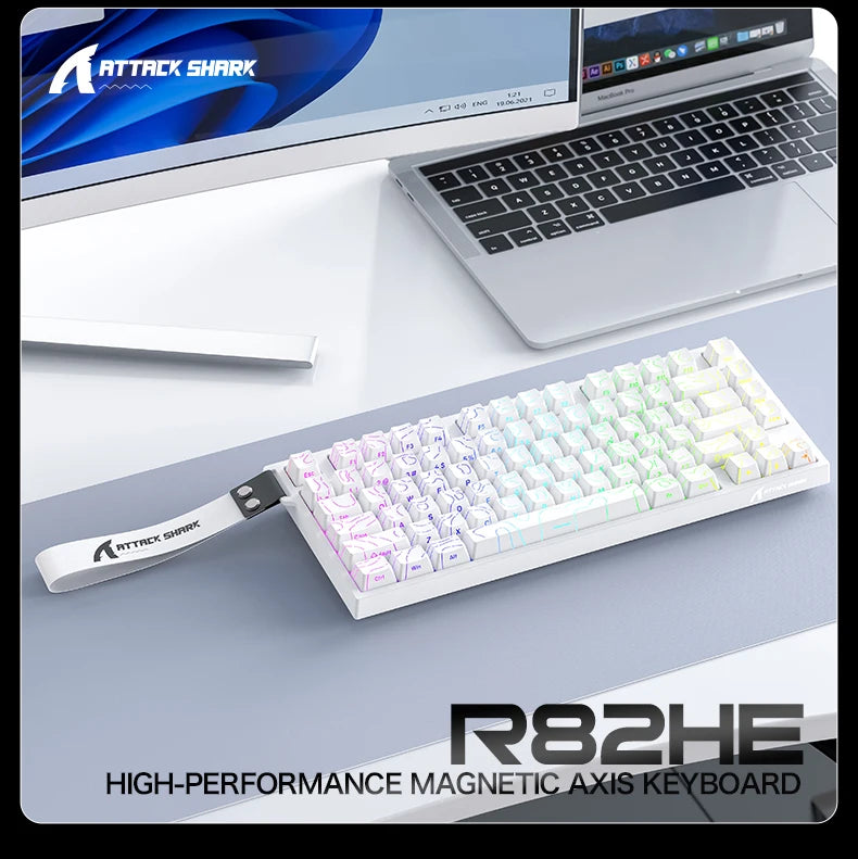 ATTACK SHARK R82HE High-Performance Magnetic Axis Keyboard, 8K Rate, 0.08ms Latency, 0.005mm RT Accuracy, 75% Layout, Five-Layer
