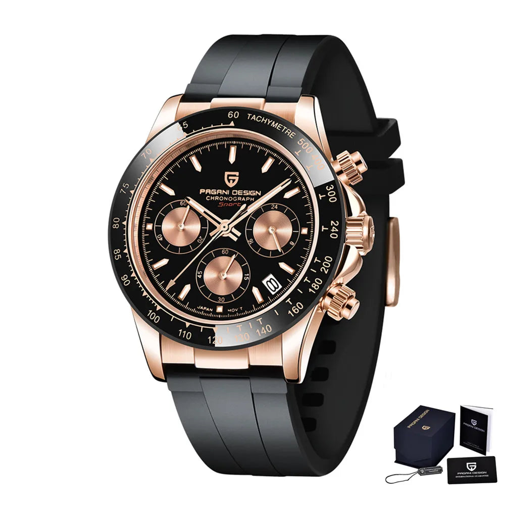 Nuovo originale PAGANI DESIGN PD-1664 orologio da uomo di lusso, movimento al quarzo giapponese VK63, zaffiro, impermeabile, cronografo, oro