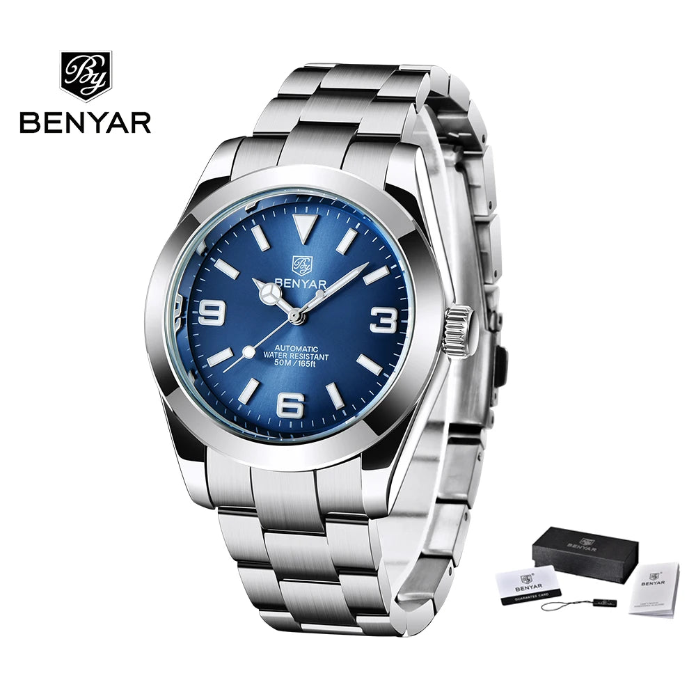 BENYAR 2025 Nuovo orologio meccanico automatico da uomo, stile business e sportivo di lusso, impermeabile 50M, orologio da uomo