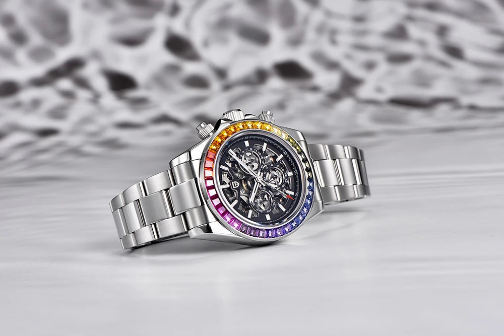 Reloj mecánico automático PAGANI DESIGN para hombre, de acero inoxidable, resistente al agua 10Bar, deportivo, de lujo casual para hombre