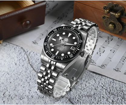 Relógio de mergulho masculino San Martin 37.5mm 40mm Miyota 9015 com mostrador esmaltado, relógio de pulso mecânico automático de luxo, resistente à água 200m SN0148