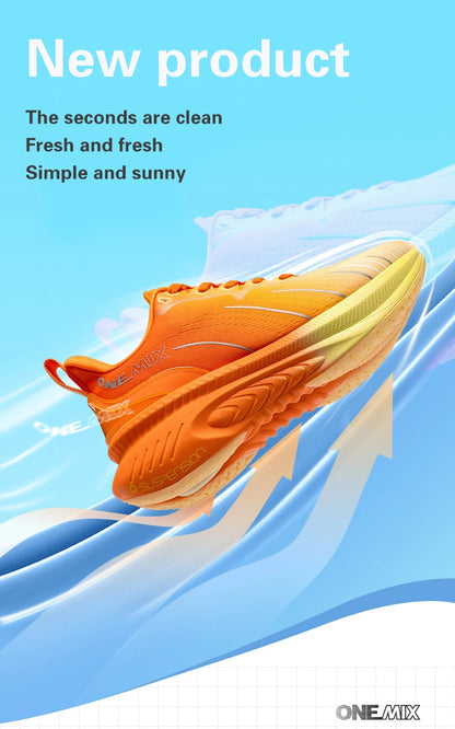 ONEMIX New Cushioning Running Shoes For Men Suitable for Heavy Runners Lace-Up Sports Women Non-slip Outdoor Athletic Male Sneakers