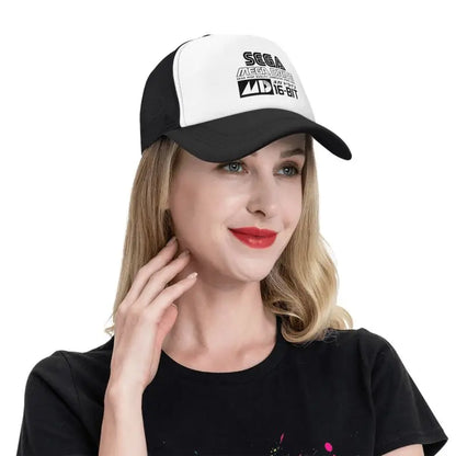 Gorra de béisbol de malla Sega Mega Drive unisex, estilo hip-hop, snapback, transpirable para verano, con visera solar, tipo trucker y ajuste regulable