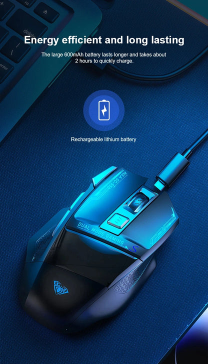 AULA SC550 bezprzewodowa mysz gamingowa dual-mode, ładowalna, podświetlana mechaniczna mysz gamingowa do komputera stacjonarnego/laptopa, mysz USB do e-sportu