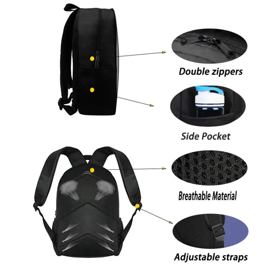 Zaino FORTNITE leggero 3 pezzi con tasca frontale, borsa pranzo, astuccio e portachiavi 3D stampato gratuito per bambini e bambine dai 5 ai 10 anni