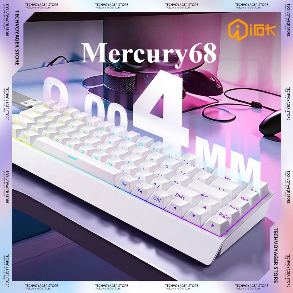 Tastiera meccanica IROK Carotmas Mercury68 con switch magnetici 8K, 68 tasti, RT 0.004mm, bassa latenza, gaming cablata personalizzata per PC, ideale come regalo