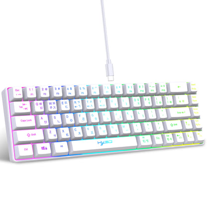 68 Keys Gaming Keyboard USB Wired Portable 20 RGB Backlight Korean Keyboard for Windows Laptops Computer
