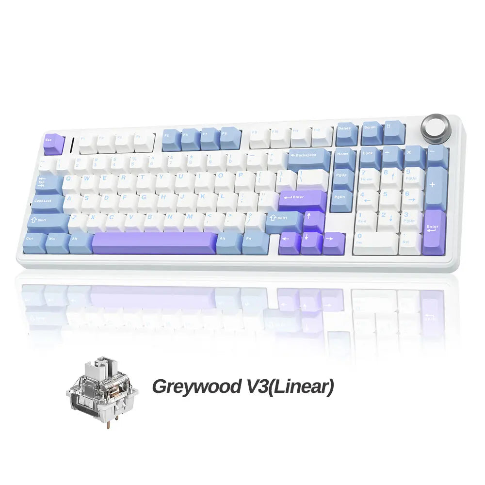 AULA F99PRO Wireless Gaming Keyboard Gasket Structure Compatible with 3/5 Pins Hot-swap Mechanical Keyboard with Media Knob