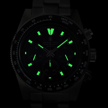 Tactical Frog V2 Solar Chronograph Men's Watch Sapphire Crystal Mirror Ceramic Bezel VS75A Eco-Drive Quartz 20Bar Waterproof Watch