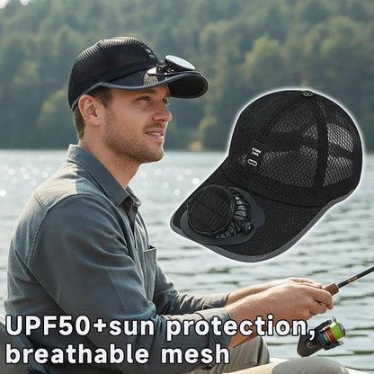 Breathable Sun Hat — Solar Fan, USB Charging