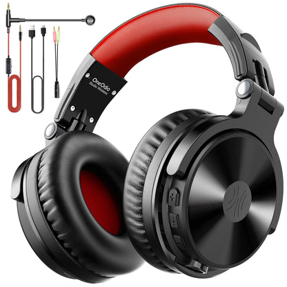 Auriculares gaming inalámbricos Bluetooth 5.2 OneOdio 110H – 110H de autonomía, sonido de graves profundos circumaurales con micrófono, auriculares 2 en 1 con cable e inalámbricos para PC y PS4