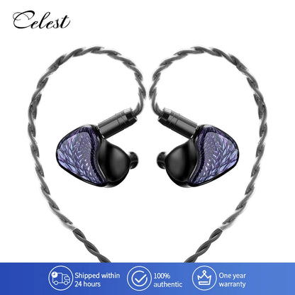 Celest Wyvern Black In-Ear Monitor Wired IEM Gaming Earbuds with Microphone HiFi Bass 10mm Driver Detachable Cable